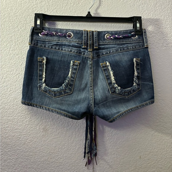 Express Distressed Denim Shorts with Boho Belt 0 - Picture 3 of 16